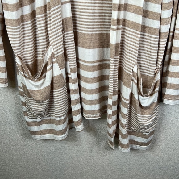 Cyrus Cream And Tan Lightweight Striped Cardigan Size L - Picture 5 of 5